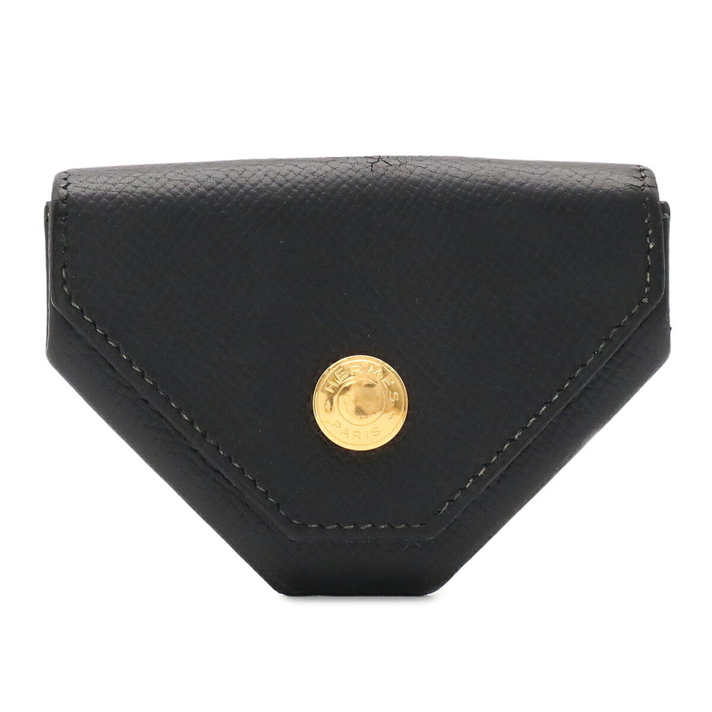 HERMES Le Vingt-Quatre wallet/coin case, coin purse, Courchevel leather, blac...